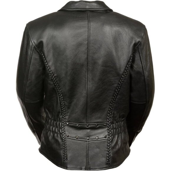 Milwaukee Leather Ladies Braided XL Motorcycle Jacket with Elasticized Waist - Picture 2 of 13